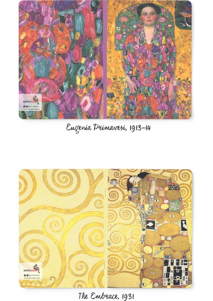 Gustav Klimt 4'lü Defter Seti 1  Gold Series  Çizgisiz  64 Sayfa  14X21CM