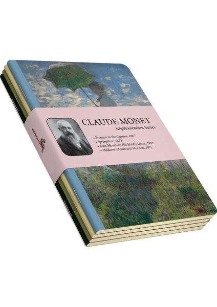 Claude Monet 4'lü Defter Seti  Impressionism Series  Çizgisiz  64 Sayfa  10,5X14CM