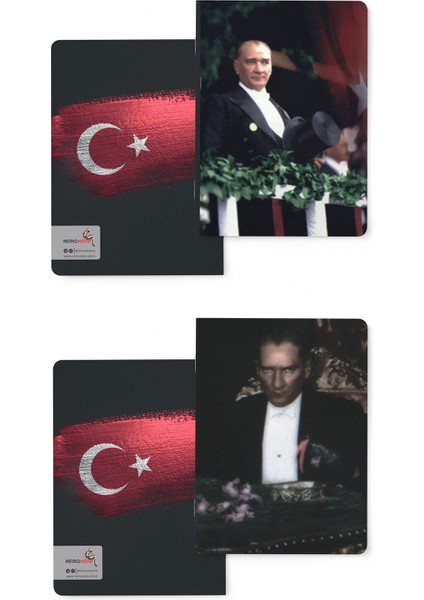 Atatürk Renklendirilmiş Fotoğraflar Defter Seti 4  Çizgisiz  64 Sayfa  10,5X14CM