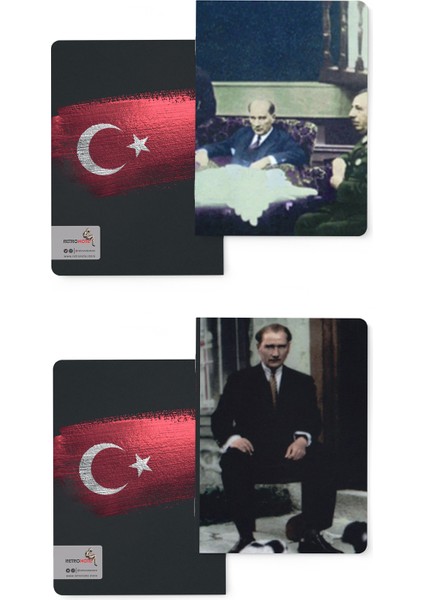 Atatürk Renklendirilmiş Fotoğraflar Defter Seti 4  Çizgisiz  64 Sayfa  10,5X14CM