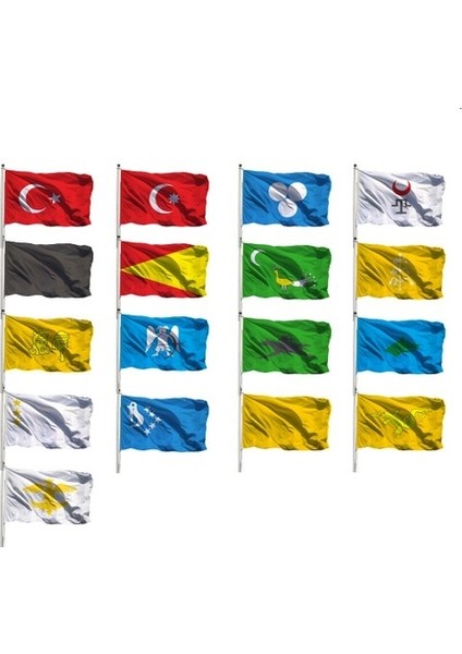 Türk Devletleri Bayrak Seti 100 x 150 cm 17'li
