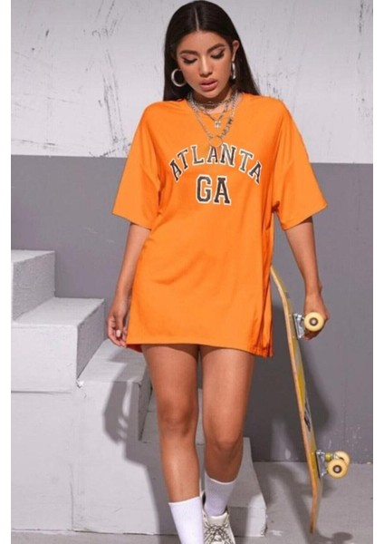 Atlanta Baskılı Oversize T-Shirt Atlanta-Tişört