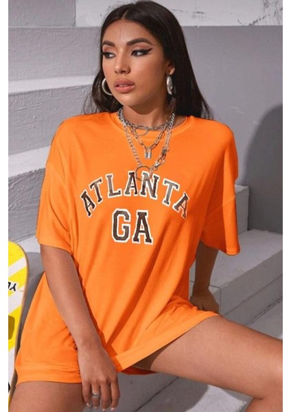 Atlanta Baskılı Oversize T-Shirt Atlanta-Tişört fiyatları