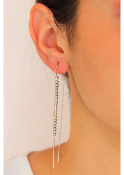 Sallantılı Dorika Model Gümüş Küpe