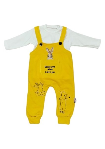 Kız Bebek Sarı Salopetli Uzun Kollu Çıtçıtlı Ikili Takım
