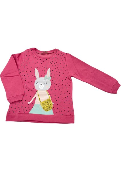 Kız Çocuk Fuşya Tavşan Desenli Sweatshirt