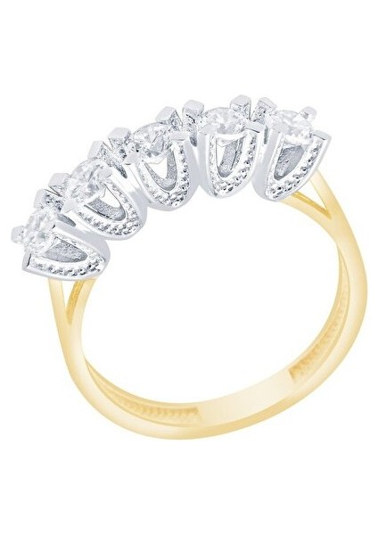 Diamond Line Gülaylar Altın 14 Ayar Beştaş Yüzük