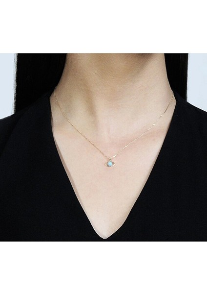 14 Ayar Sarı Altın Firuze Taş Kolye fırsatları