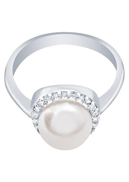 Beyaz Altın 14 Ayar Inci Yüzük