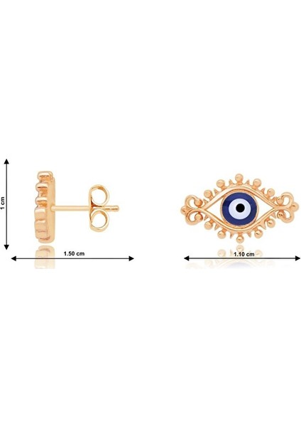 Pembe Altın 14 Ayar Nazar Boncuğu Küpe