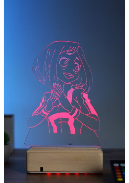 Uraraka Gravity - My Hero Academia 16 Renk Anime Gece Lambası