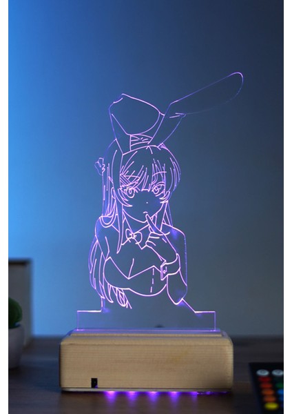 Waifu Mai Sakurajima 16 Renk Anime Gece Lambası modelleri