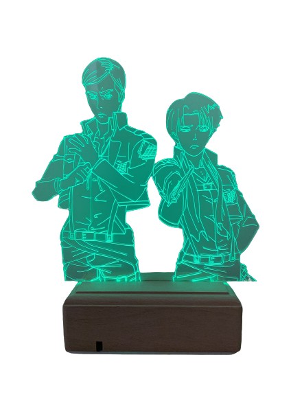 Levi & Erwin Attack On Titan 16 Renk Anime Gece Lambası