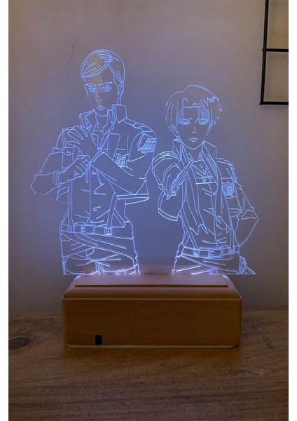 Levi & Erwin Attack On Titan 16 Renk Anime Gece Lambası modelleri
