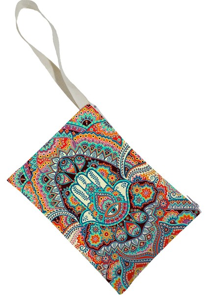 Unisex Mandala Desenli Portföy Clutch Çanta