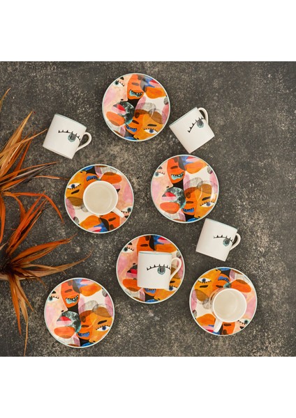 Face 6 Kişilik Kahve Fincan Takımı 80 ml