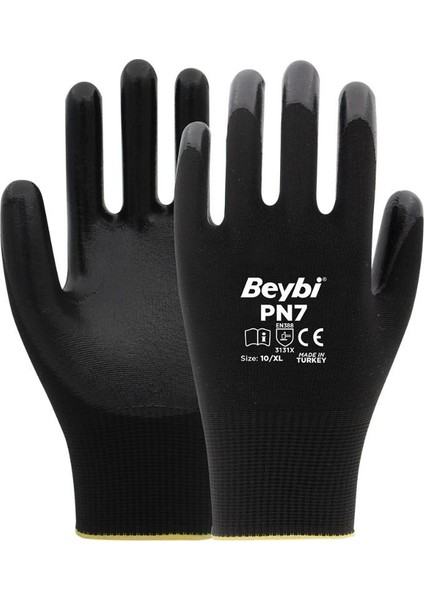 Pn7 Polyester Örme Nitril Iş Eldiven Siyah