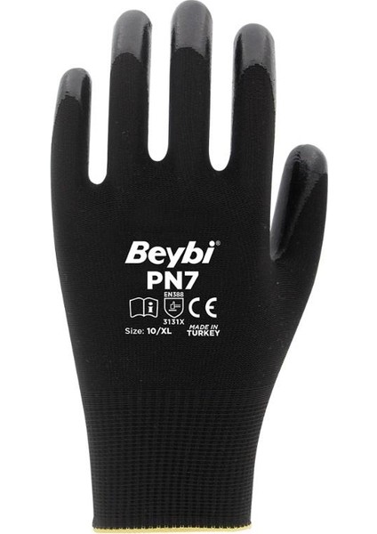 Pn7 Polyester Örme Nitril Iş Eldiven Siyah