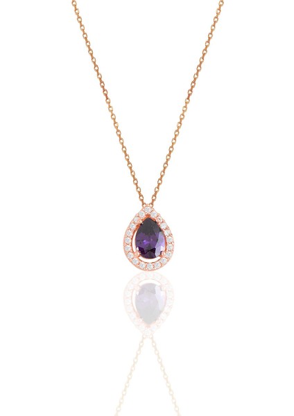 Gümüş Rose Ametis Taşlı Damla Modeli Ikili Set fiyatları