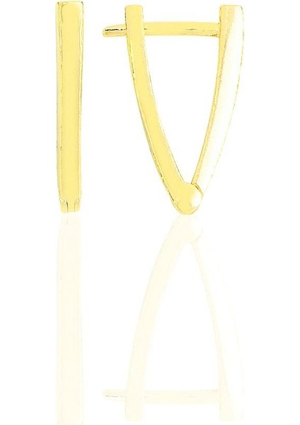 Gümüş Altın Yaldızlı 16 mm Özel Tasarım Üçgen Küpe