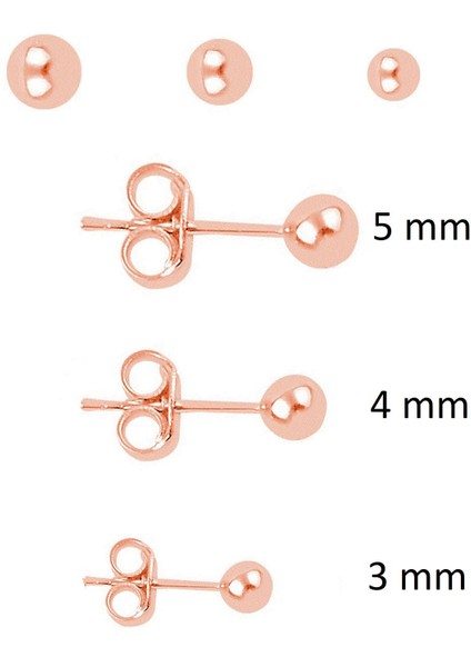 Gümüş Rose 3 Boy Top Kombin Küpeler