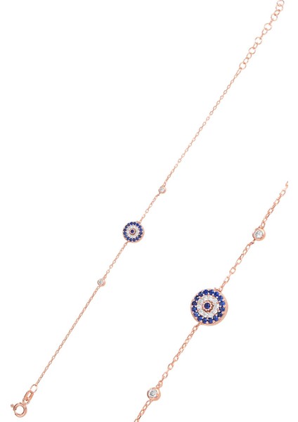 Gümüş Rose Zirkon Taşlı Nazar Bileklik