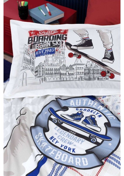 Skate Tek Kişilik Nevresim Takımı Bej