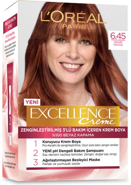 L'oreal Excellence Creme Saç Boyası 6.45 Sıcak Bakır Kahve