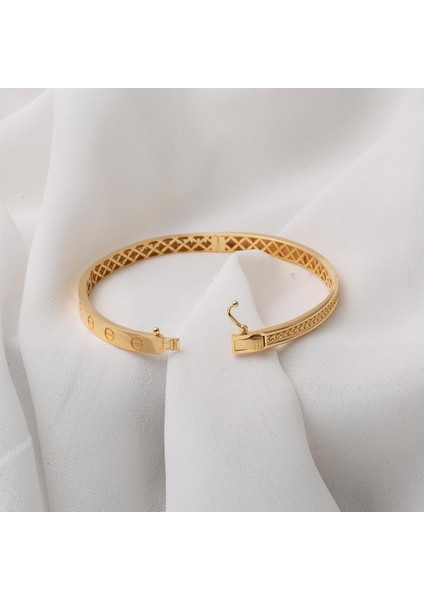 Vidalı Taşsız Altın Kelepçe Bilezik modelleri