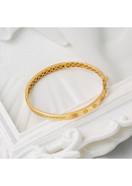 Vidalı Taşsız Altın Kelepçe Bilezik indirimleri