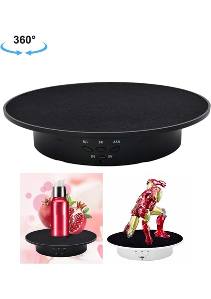 Puluz 20CM USB Elektrikli Dönen Pikap Ekran Standı - Siyah (Yurt Dışından)