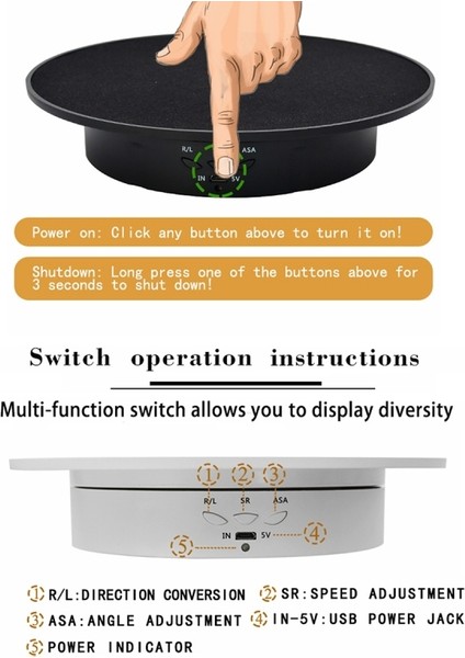 Puluz 20CM USB Elektrikli Dönen Pikap Ekran Standı - Siyah (Yurt Dışından) fiyatları