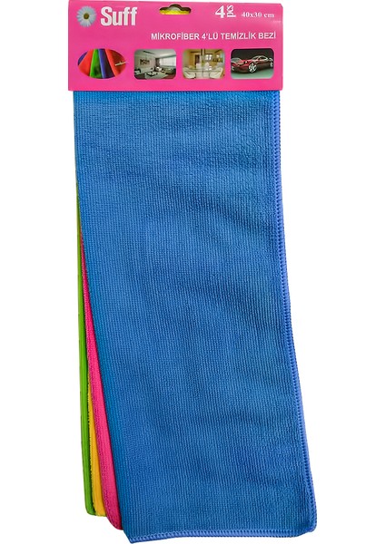 Mikrofiber 4'lü Temizlik ve Toz Bezi ( 32X32 Karışık Renk )