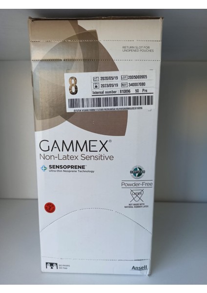 Gammex Pudrasız Steril Eldiven 8:No (50 Çift)