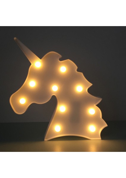 LED Unicorn Gece Işık 3D Marquee Dekoratif Lamba Çocuklar Başucu Lambası Beyaz (Yurt Dışından)