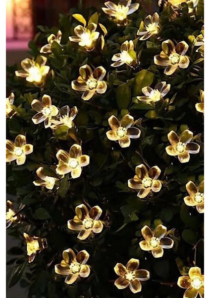 Solar Çiçek 7 Metre 50 LED Işık Zinciri 8 Fonksiyon Güneş Enerjili Solar Çiçek