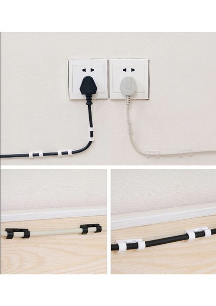 Yapışkanlı Mini 20LI Klips USB Pc Adaptör Kablo Tutucu Aparat Şeffaf