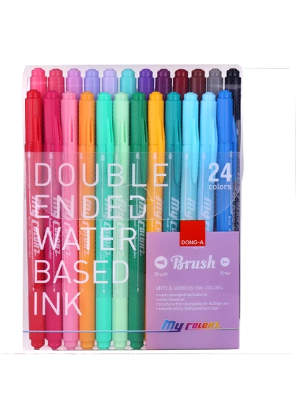 Donga My Color2 Çift Taraflı Brush Kalem 24'lü Set