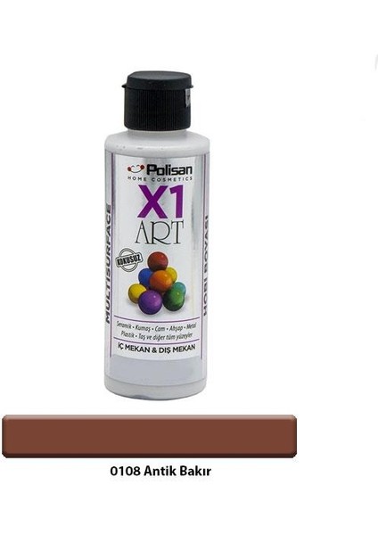 X1 Art Multisurface Hobi Boyası Yaldız Antik Bakır 120 Ml.