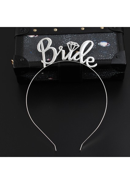 Lilibety Gümüş Renk Bride Yazılı Metal Gelin Tacı Bride Taç