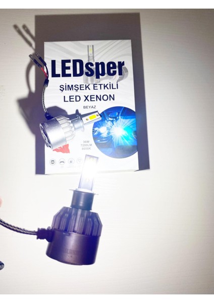 8000K Beyaz Ekt Ledsper LED Xenon Şimşek Etkili(Led Far Ampulü) H7