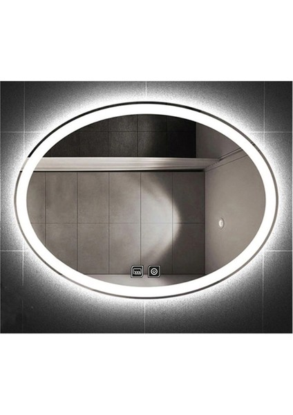 73X93 cm Dokunmatik Tuşlu Buğu Yapmayan Ledli Elips Banyo Aynası