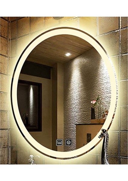 65X85 cm Dokunmatik Tuşlu Buğu Yapmayan Ledli Elips Banyo Aynası fırsatları