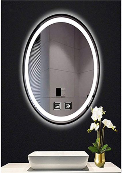 65X85 cm Dokunmatik Tuşlu Buğu Yapmayan Ledli Elips Banyo Aynası indirimleri