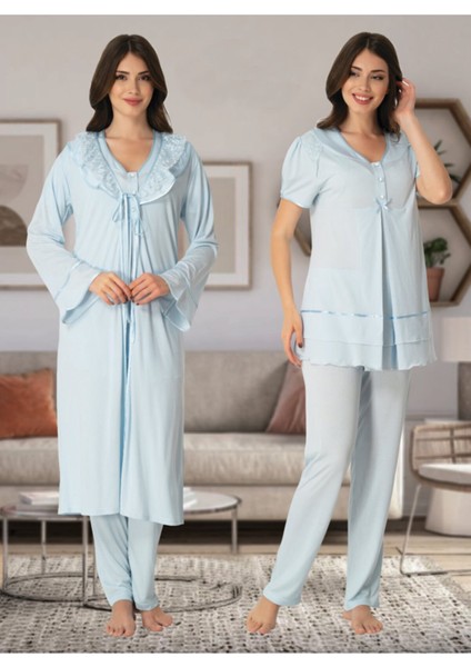 Lohusa Pijama Sabahlık Takım Effort 8024