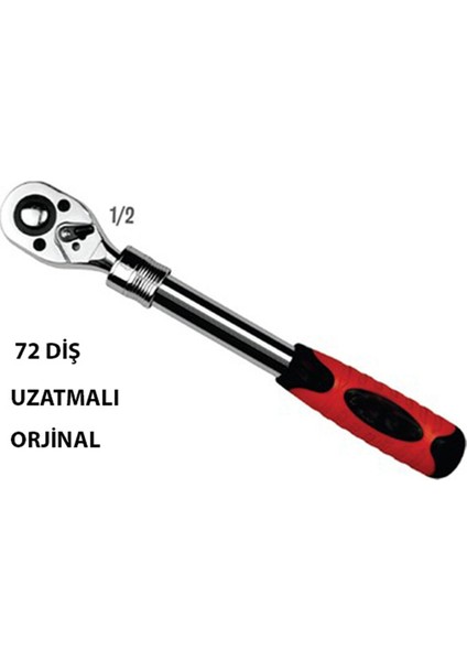 Uzatmalı 72 Diş 1/2 Lokma Cırcır Kolu Büyük Boy