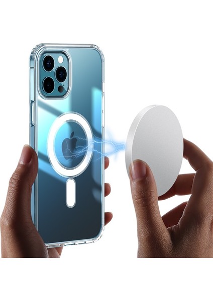 iPhone 13 Pro Max Için Manyetik Şarj Fonksiyonlu Akrilik + Tpu Hibrit Kılıf - Şeffaf (Yurt Dışından)