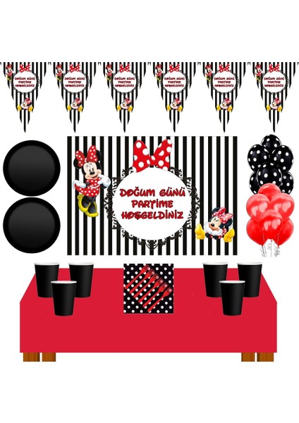 Minnie Mouse Afişli 16 Kişilik Doğum Günü Parti Malzemeleri