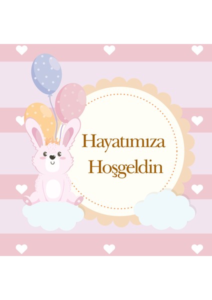 Hoş Geldin Bebek Tebrik Kartı (10X10 Cm. 9 Adet Zarfları ile Birlikte)