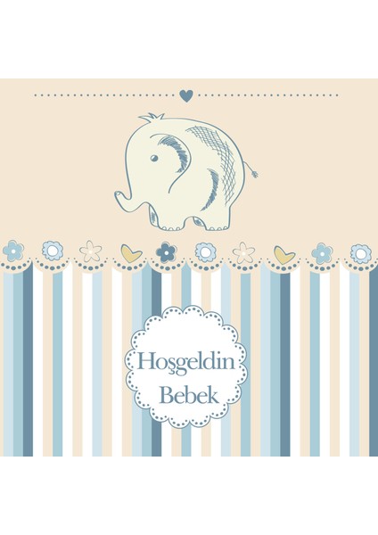 Hoş Geldin Bebek Tebrik Kartı 10 x 10 cm + 9'lu Zarf
